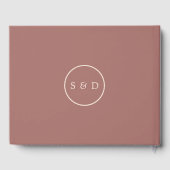 Unieke Ivory Dark Peach Monogram bruiloft Gastenboek (Achterkant)