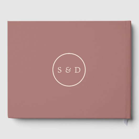 Unieke Ivory Dark Peach Monogram bruiloft Gastenboek (Achterkant)
