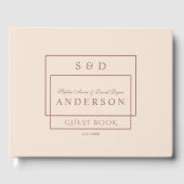 Unieke Ivory Dark Peach Monogram bruiloft Gastenboek (Voorkant)