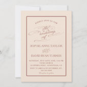 Unieke Ivory Dark Peach Shape Calligraphy Weddensc Kaart (Voorkant)