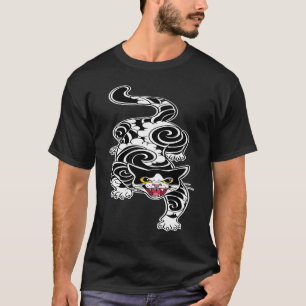 Unieke Japanse Zwarte Kat Oosterse Kat Sluipt T-shirt