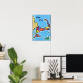 Unieke kaart voor vun en kleurrijke kabeljauw poster (Thuiskantoor)
