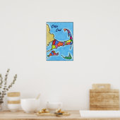 Unieke kaart voor vun en kleurrijke kabeljauw poster (Keuken)
