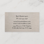 Unieke kaki linnen look bloemig Visitekaartje (Achterkant)