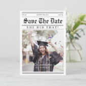 Unieke kalender krant foto Afstuderen Save The Date (Staand voorkant)