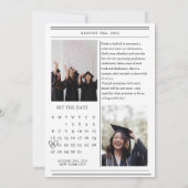 Unieke kalender krant foto Afstuderen Save The Date (Achterkant)