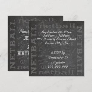 Unieke kalkbordnetball — uitnodiging van 5,25 x 5,
