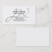 Unieke kalligrafie Grijs Monogram Witte Klassiek Visitekaartje (Voorkant / Achterkant)