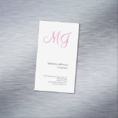 Unieke kalligrafie Monogram Wit Roze Initialen Magnetisch Visitekaartje (Voorbeeld)