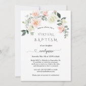 Unieke kalligrafie Roze Bloemen Virtuele Doop Kaart (Voorkant)