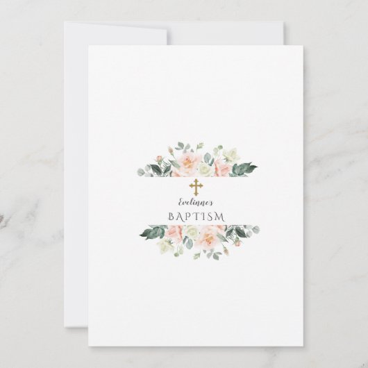 Unieke kalligrafie Roze Bloemen Virtuele Doop Kaart (Achterkant)