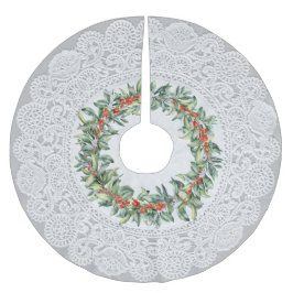Unieke "Kanten" uitstraling met rode besjes krans Kerstboom Rok