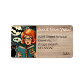 Unieke kat Lady Halloween thema aangepaste adres Etiket (Voorkant)