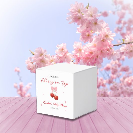 Unieke kers op top baby shower bedankdoosjes