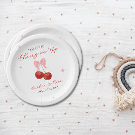 Unieke kers op Top Baby shower Papieren Bordje