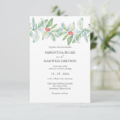 Unieke Kerst bruiloft uitnodigingen Waterverf (Staand voorkant)