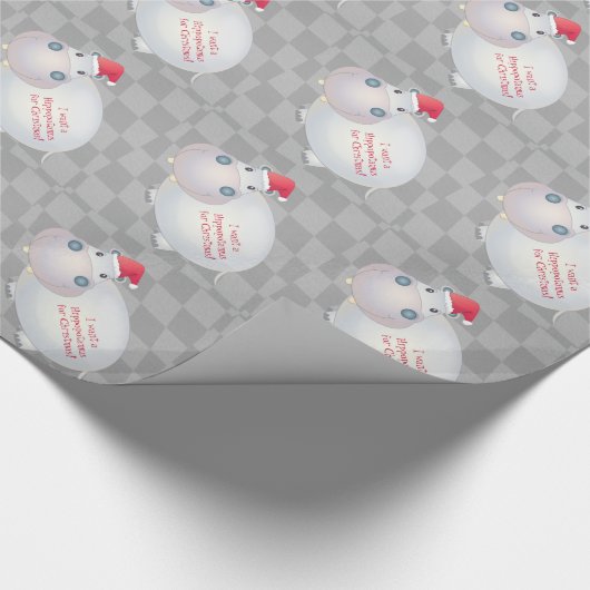 Unieke Kerst Hippo Hippopotamus Santa Hat Cadeaupapier (Hoek)