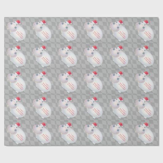 Unieke Kerst Hippo Hippopotamus Santa Hat Cadeaupapier (Vlak)