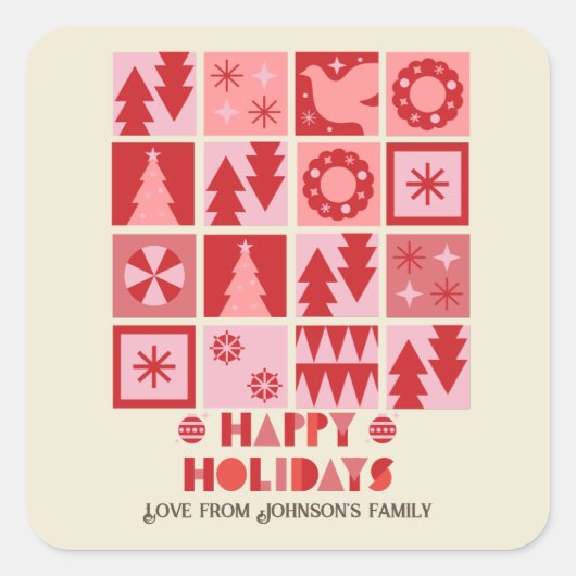 Unieke kerst roze rood modern Gift stickers (Voorkant)