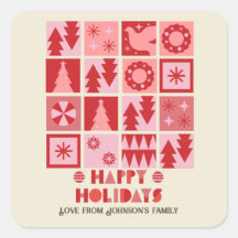 Unieke kerst roze rood modern Gift stickers