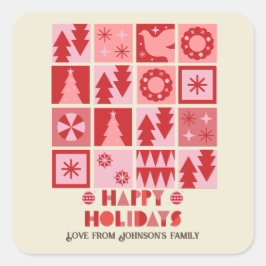 Unieke kerst roze rood modern Gift stickers