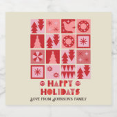 Unieke kerst roze rood modern sprankelend sparkling wijnetiket (Enkel label)