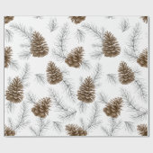 Unieke Kerst Vakantie Pine Cone Patroon Gift Cadeaupapier (Vlak)