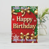 Unieke kerst verjaardagsgroet kaart (Staand voorkant)