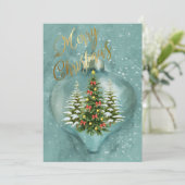 Unieke Kerstbomen Ornament Sneeuw  Feestdagenkaart (Staand voorkant)