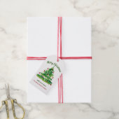 Unieke kerstboom in rood Groen op Witte Douane Cadeaulabel (Met Touw)