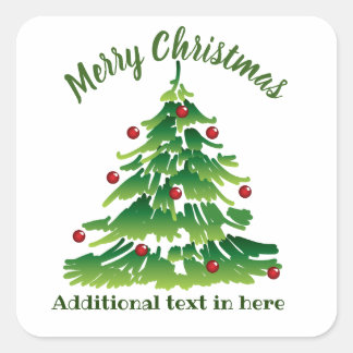 Unieke kerstboom in rood Groen op Witte Douane Vierkante Sticker