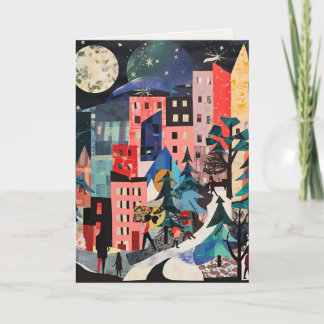 Unieke kerstboomscènes feestdagen kaart