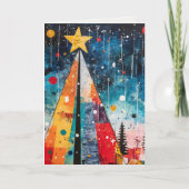 Unieke kerstboomscènes feestdagen kaart (Voorkant)