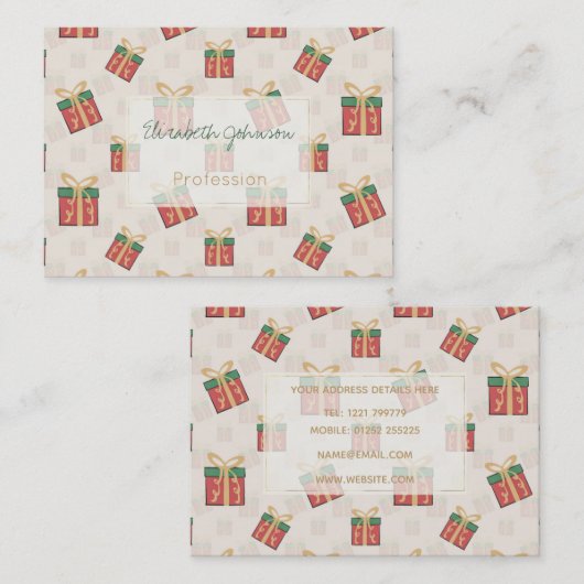 Unieke kerstcadeaudozen - Doddles Pattern Visitekaartje (Voorkant / Achterkant)