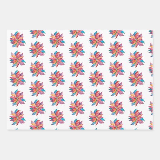 Unieke kerstcadeaus Waterverf Poinsettia Inpakpapier Vel (Voorkant 2)