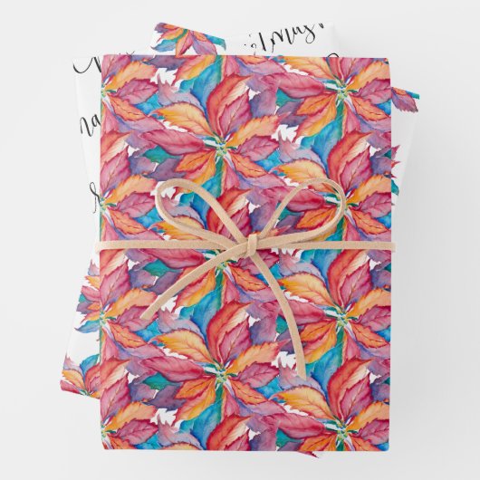 Unieke kerstcadeaus Waterverf Poinsettia Inpakpapier Vel (In situ)