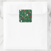 Unieke kerstdoddles - Groen design Vierkante Sticker (Tas)