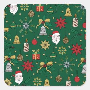 Unieke kerstdoddles - Groen design Vierkante Sticker