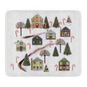 Unieke kerstdorpskunst snijplank (Voorkant)