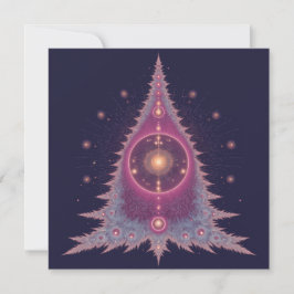 Unieke kerstkaarten roze en paarse boom feestdagenkaart