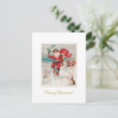 Unieke kerstman op fietskerkunst briefkaart (Staand voorkant)