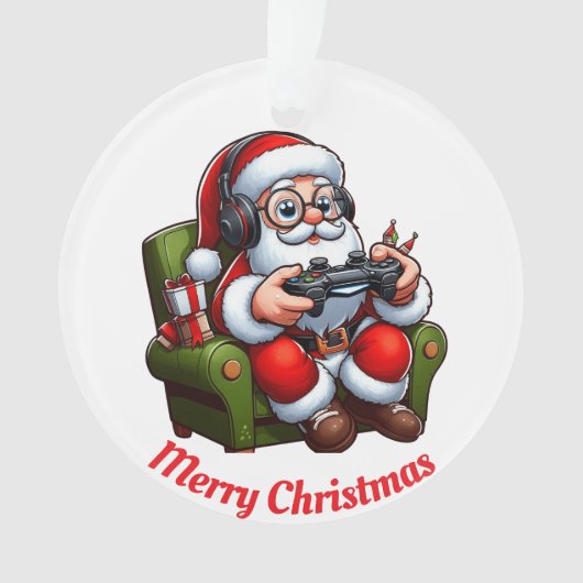 Unieke Kerstman spelen van videogames Ornament (voorkant)