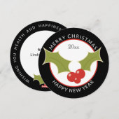 Unieke Kerstmis met Holly & Berries Feestdagenkaart (Voorkant / Achterkant)