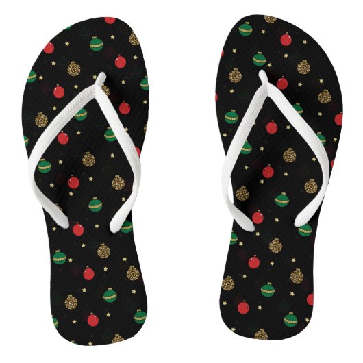 Unieke kerstsierbeker Baubles Black Patroon Teenslippers (Voetbed)