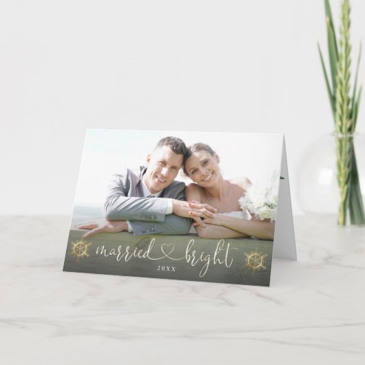Unieke kersttrouwfoto's en heldere scriptfoto's kaart (Voorkant)
