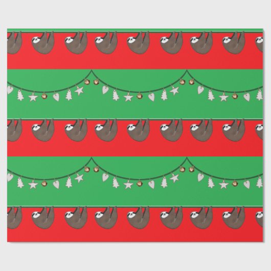 Unieke kerstvakantie luiaard cadeaupapier (Vlak)