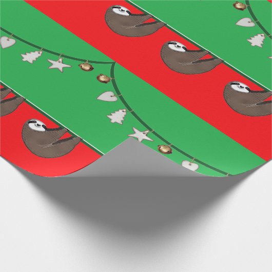 Unieke kerstvakantie luiaard cadeaupapier (Hoek)