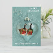 Unieke kerstversiering Fancy sneeuwblaasje voor ga Feestdagenkaart (Staand voorkant)