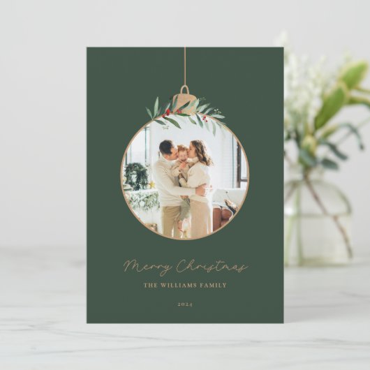 Unieke kerstversiering Vrolijke kerstfoto Feestdagenkaart (Staand voorkant)