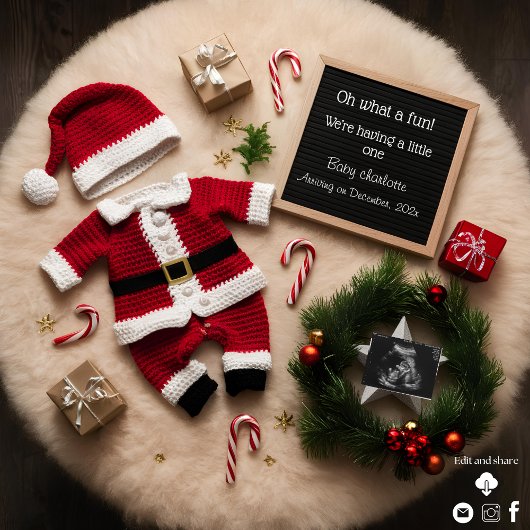 Unieke kerstzwangerschapsaankondiging kaart